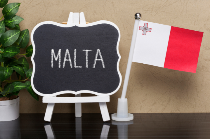 Blackboard with Maltese flag for Malta Quest