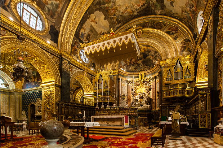Interior of a Maltese basilica in Malta Quest